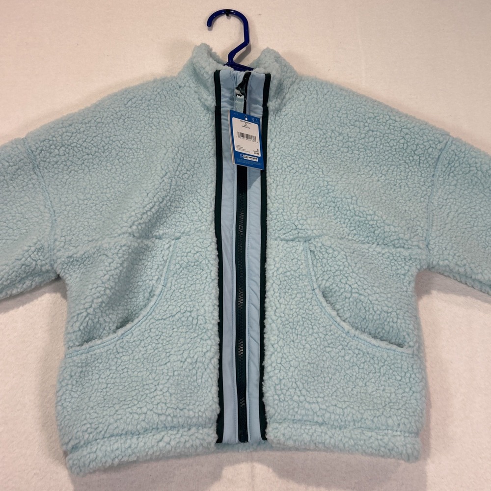 DSG Girls Small 8-9 Cozy Fleece Full Zip Sherpa Jacket Shoreside Blue Teal NEW